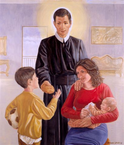 Imagem - São Geraldo Majela abençoando uma mãe e seus filhos